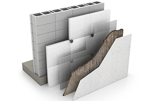 Warming, insulation of walls. 3d illustration